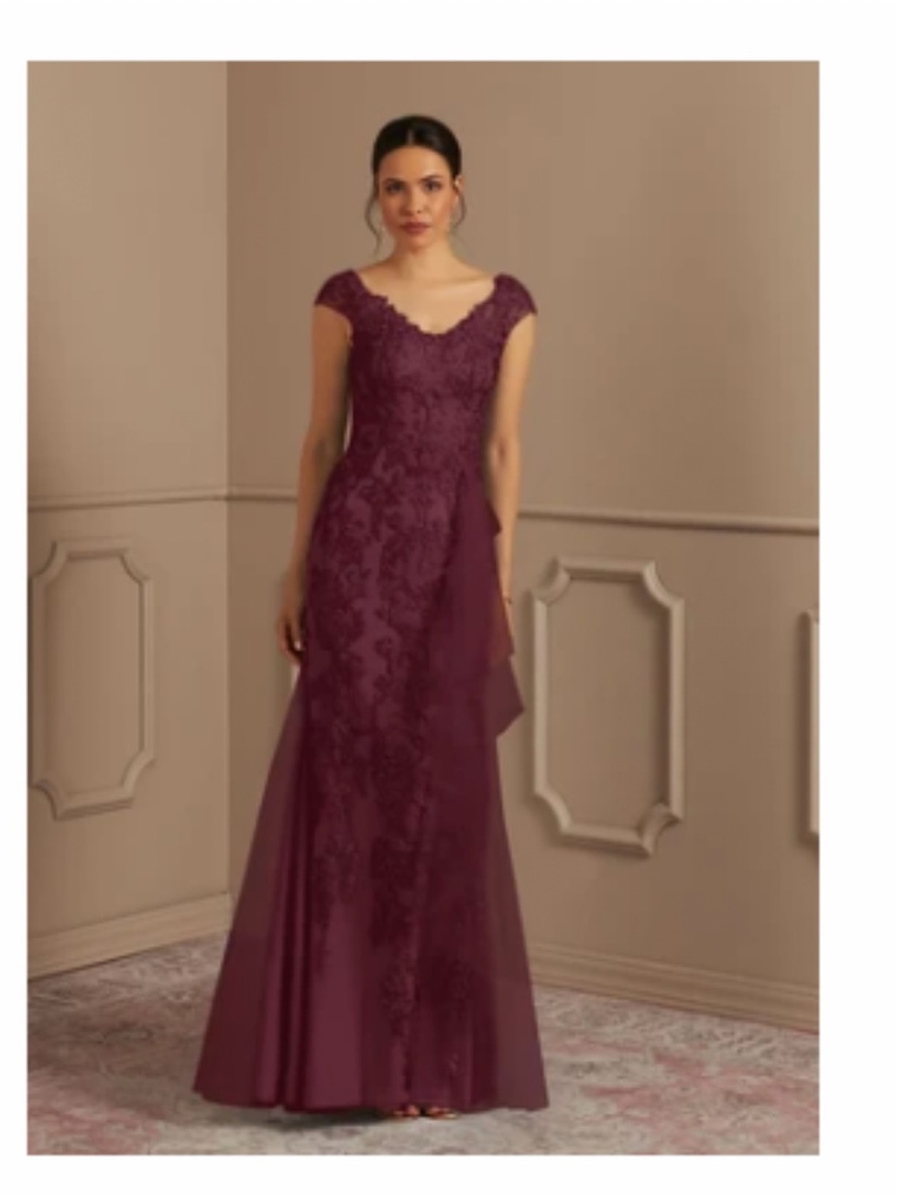 Azazie Melena Burgundy Lace Mermaid Gown